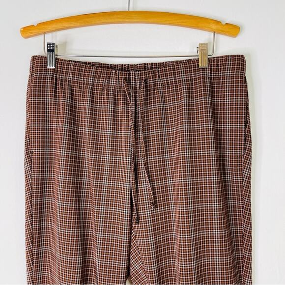 J. Jill orange pink black plaid pull on preppy soft flannel cropped pants MP - Picture 2 of 7